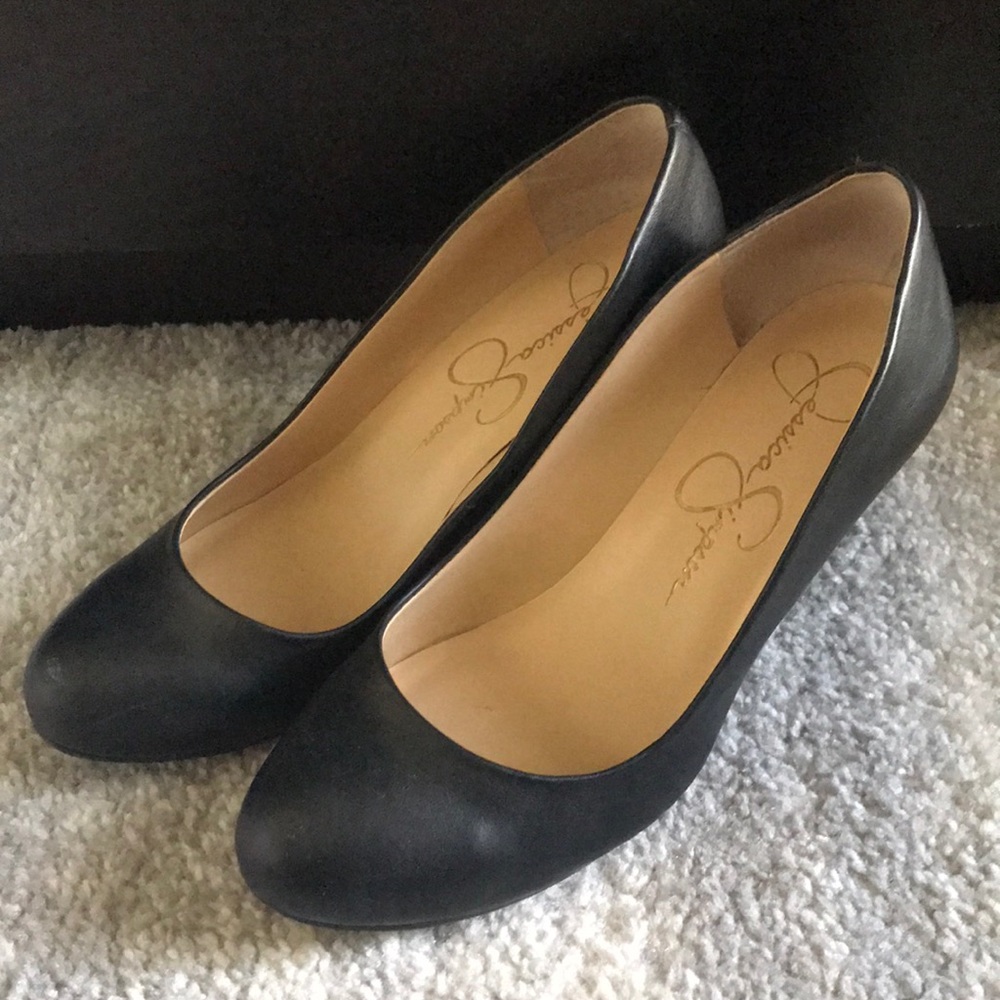 Jessica Simpson Black work wedges